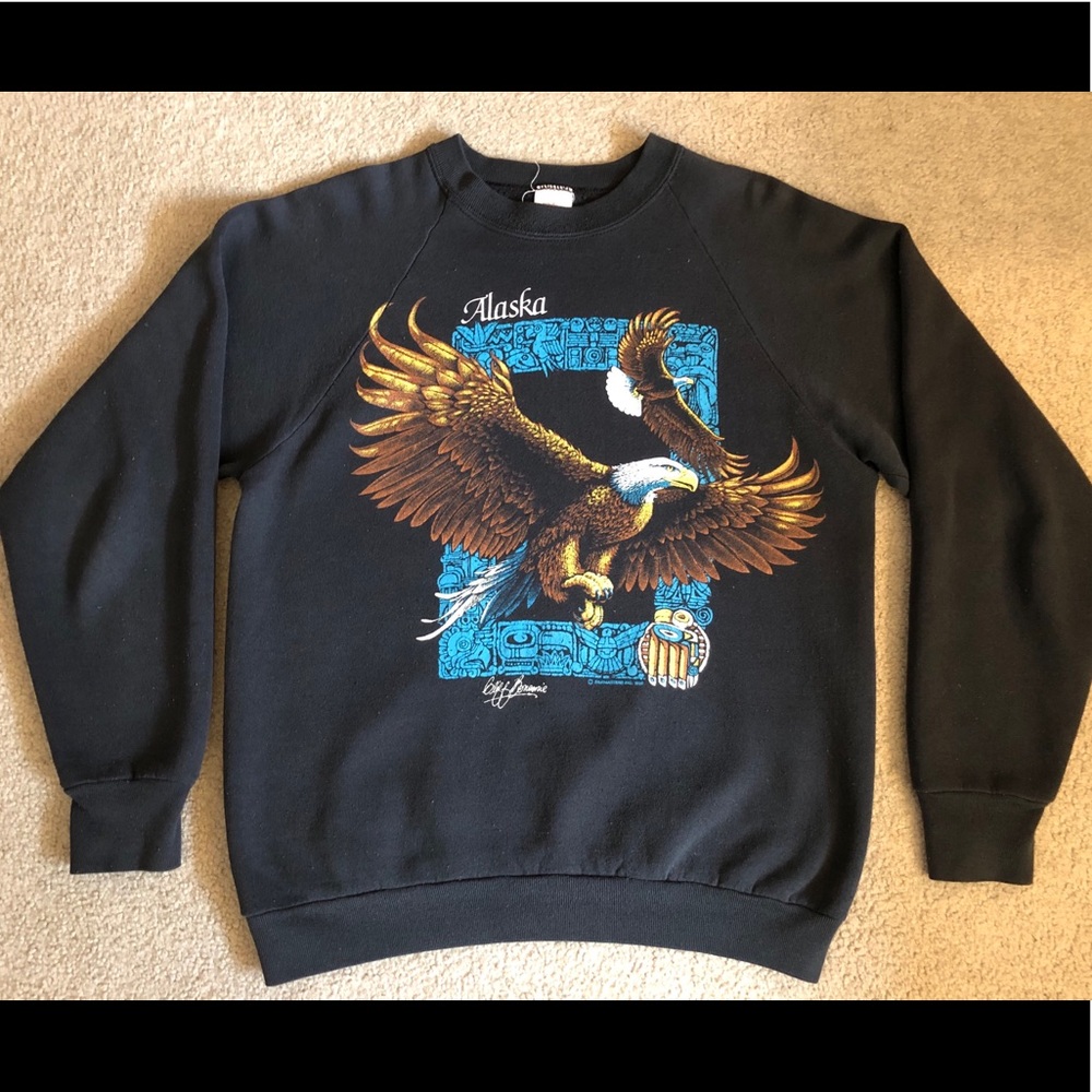 Vintage Eagle Sweatshirt Medium Black